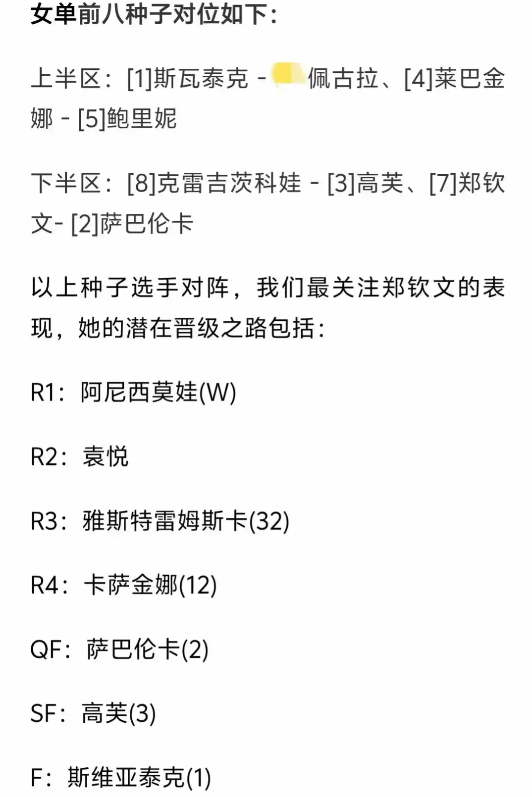 美网抽签对阵：中国11人打正赛，郑钦文抽下下签，很难进入半决赛-图3